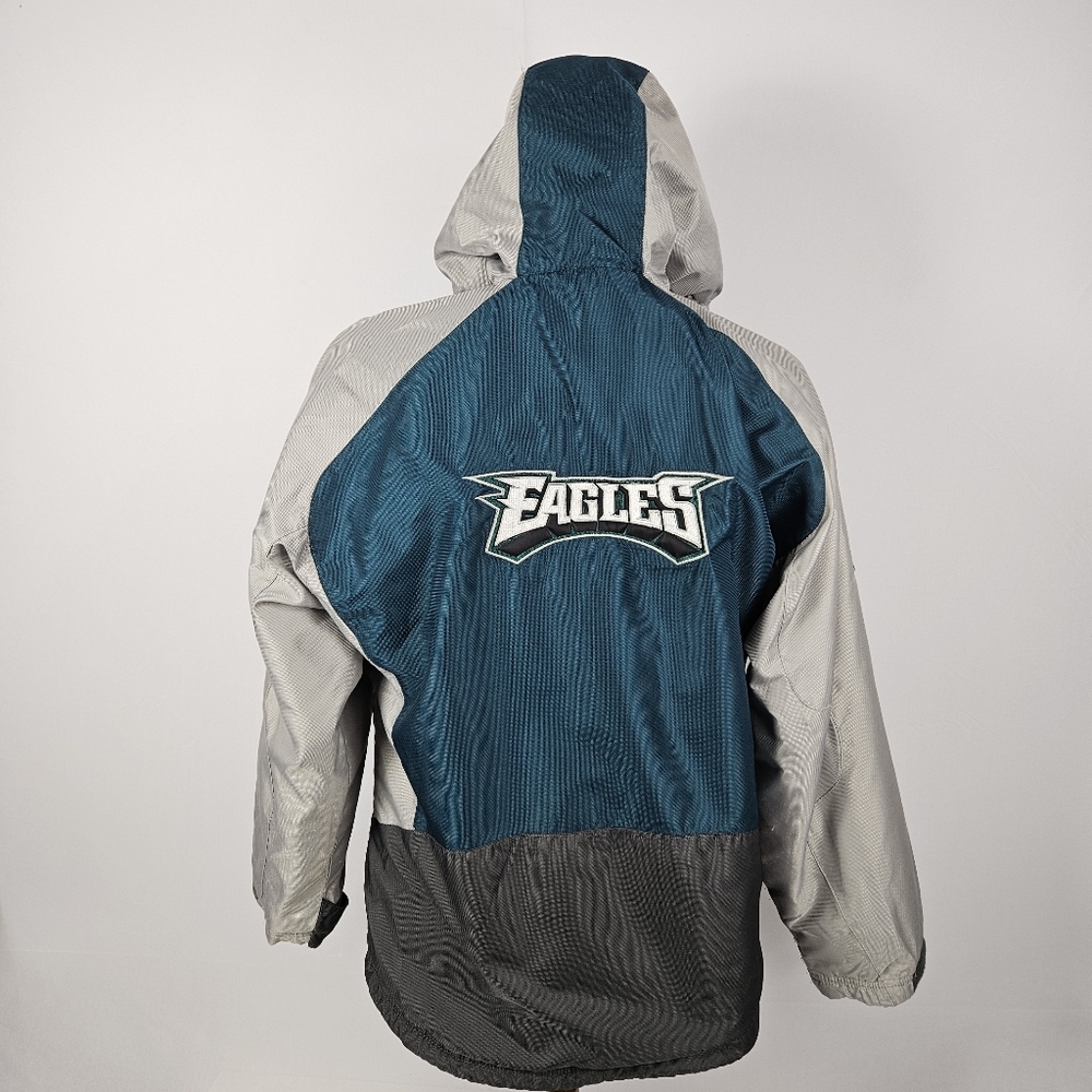 Reebok Vintage 90s Philadelphia Eagles NFL Hooded Jacket Zip Up LG 14-16